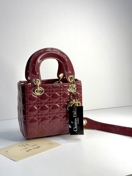 شنطة - Lady Dior / ( مقاس Mini ) / لون بيرجاندي 